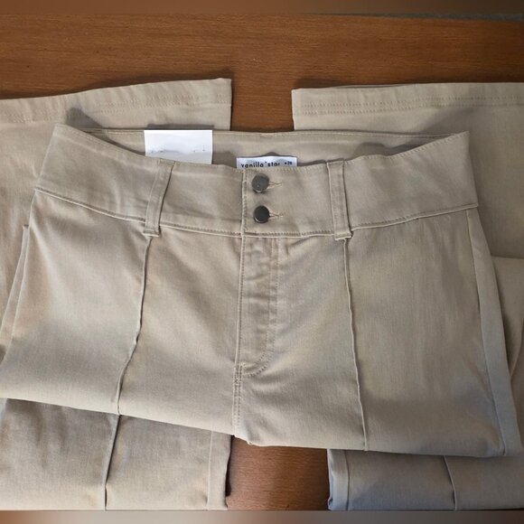 Vanilla Star Beige Pintuck Flare Pants W28/7 Rayon/Nylon/Spandex Blend - Picture 9 of 11
